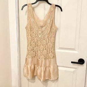 lace and faux silk cocktail dress